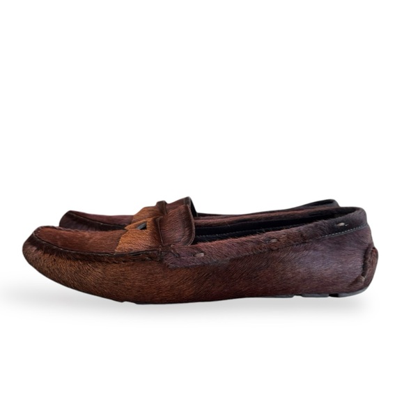 Prada Loafers Pony Hair Leather Brown - Picture 2 of 13